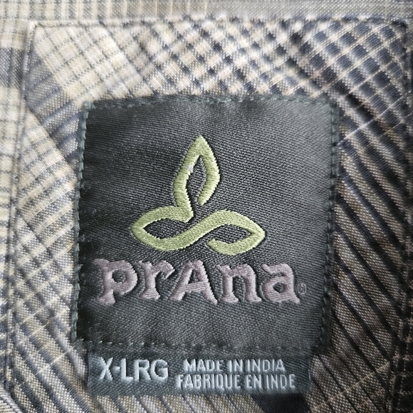 prAna Mens Button Up Plaid Shirt Sz XL Hiking Outdoor Gorpcore - Picture 7 of 7